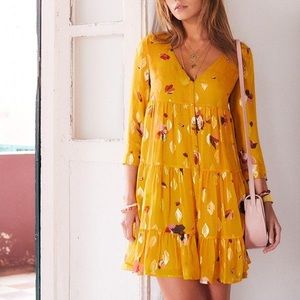 SEZANE Yellow Jacquard Floral Aure Mini Dress